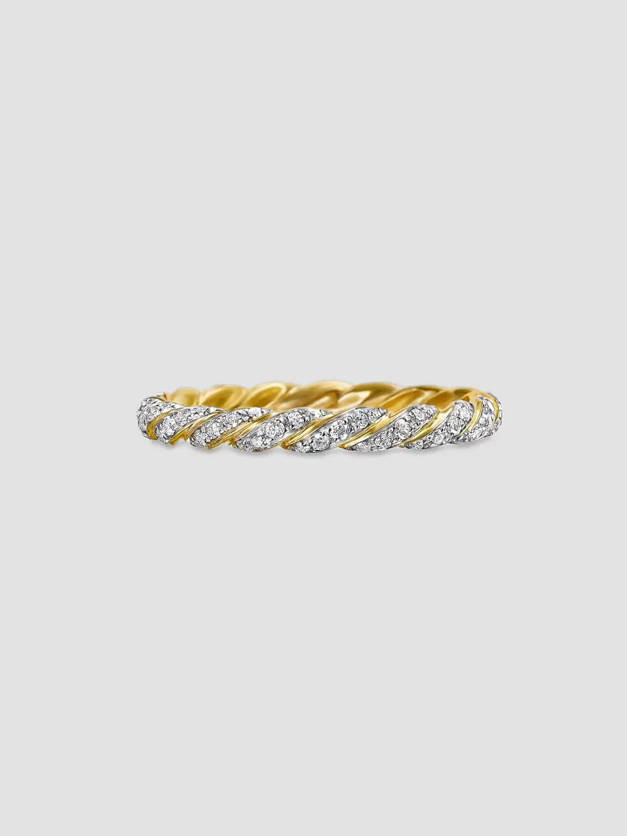 Paveflex Ring with Diamonds in 18K Yellow Gold, 2.8MM by David Yurman