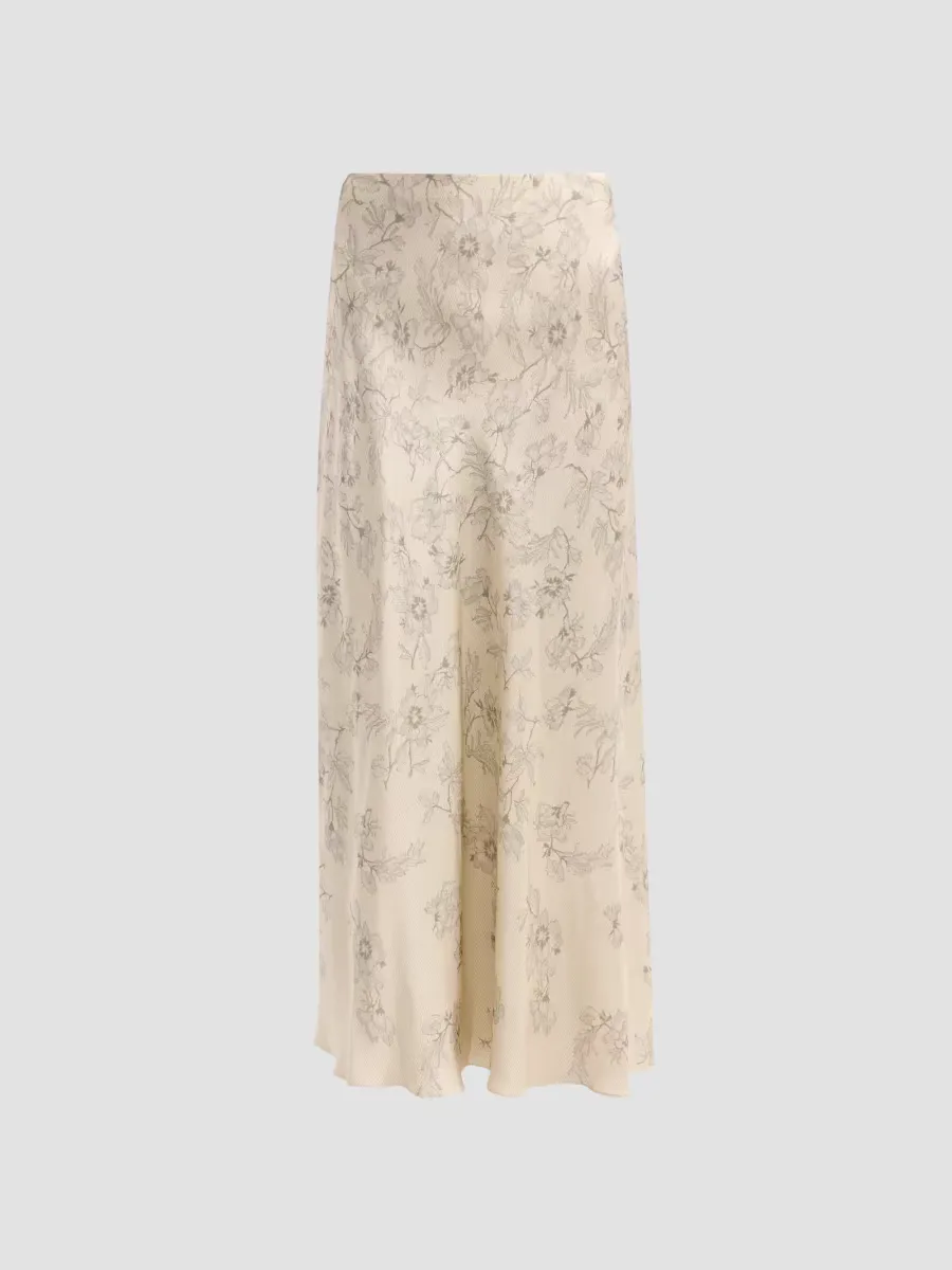 Floral Satin Maxi Skirt by Alberta Ferretti