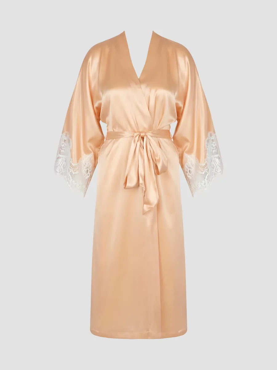 Soie Lace-Trim Silk-Blend Robe by Lise Charmel