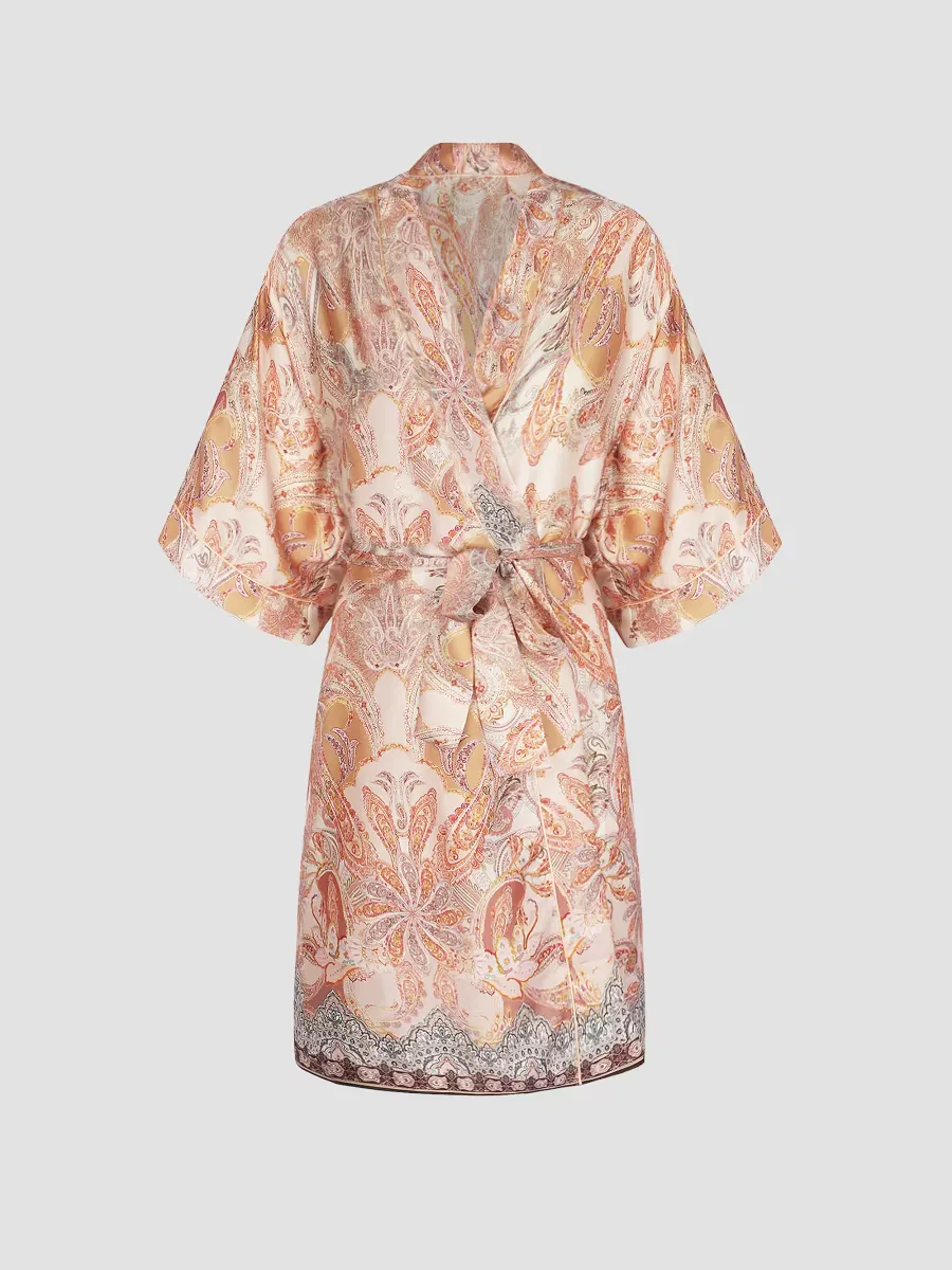 Voyage Splendeur Paisley Satin Robe by Lise Charmel