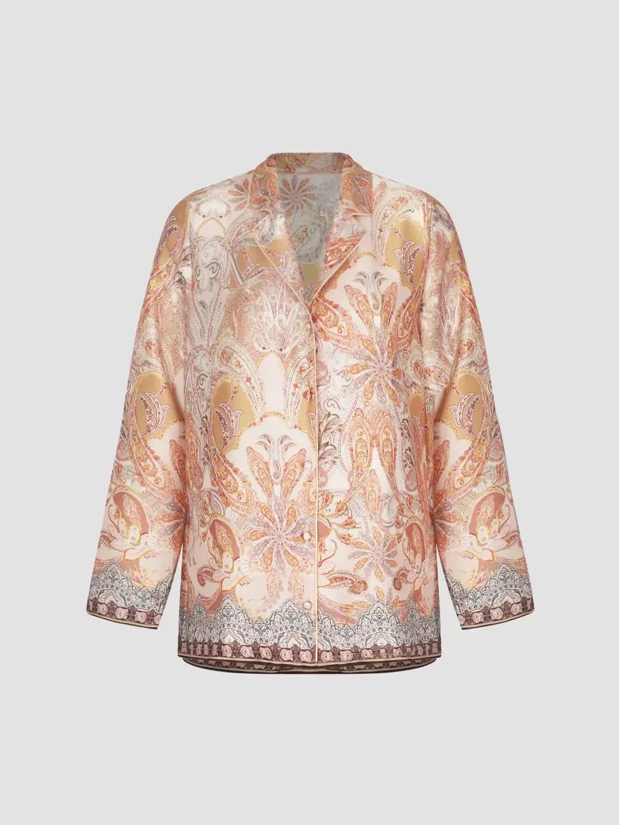 Voyage Splendeur Paisley Satin Pajama Shirt by Lise Charmel