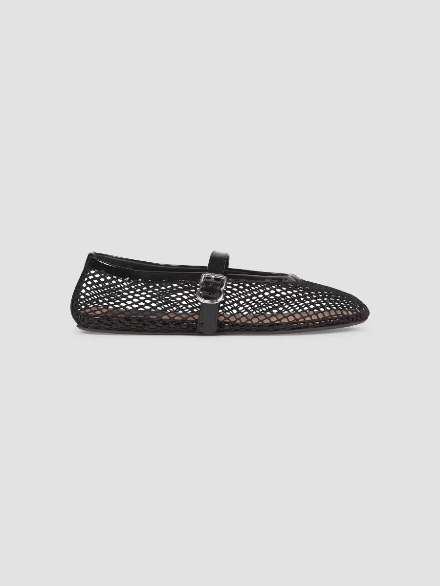 Ballerina Strap Fishnet Flats