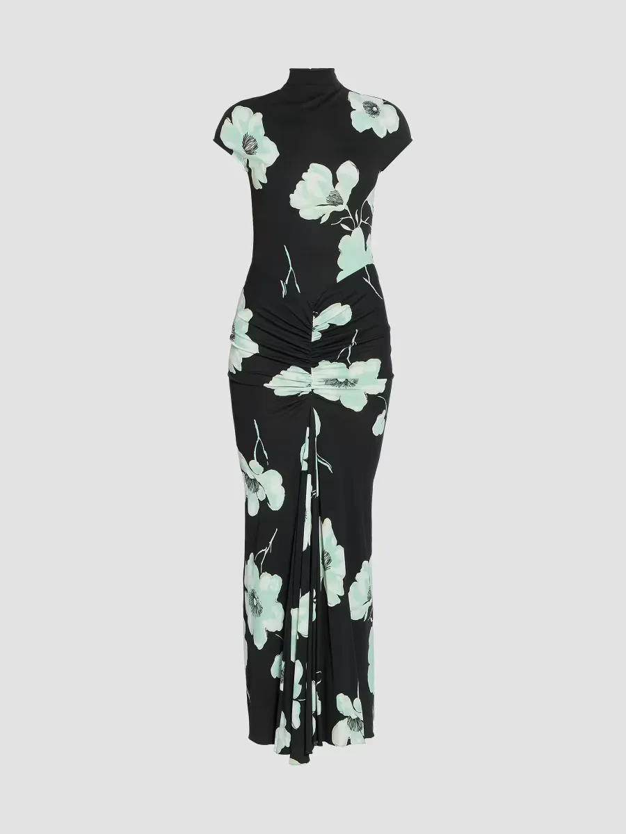 Floral Jersey Draped Maxi Dress by ALAA