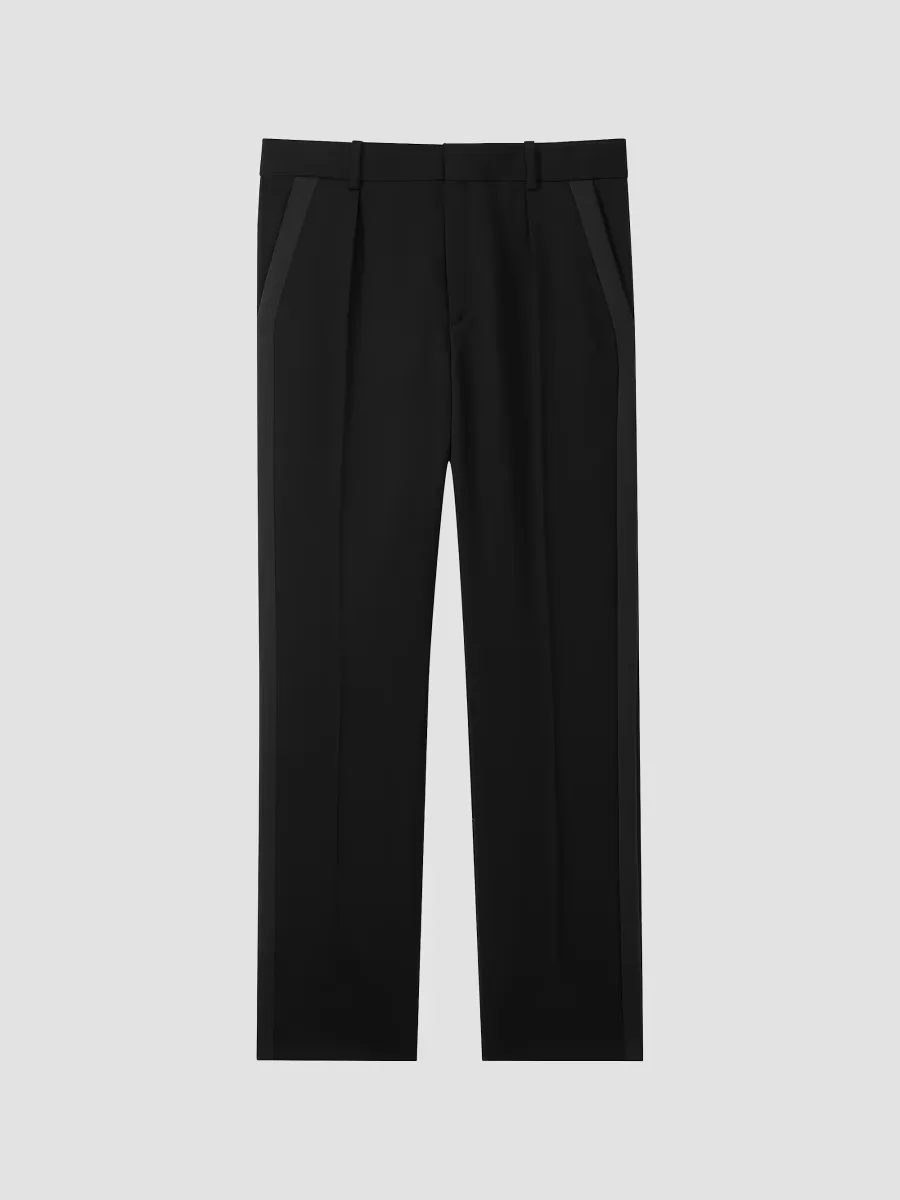 Mid-Rise Tuxedo Pants in Grain De Poudre by Saint Laurent