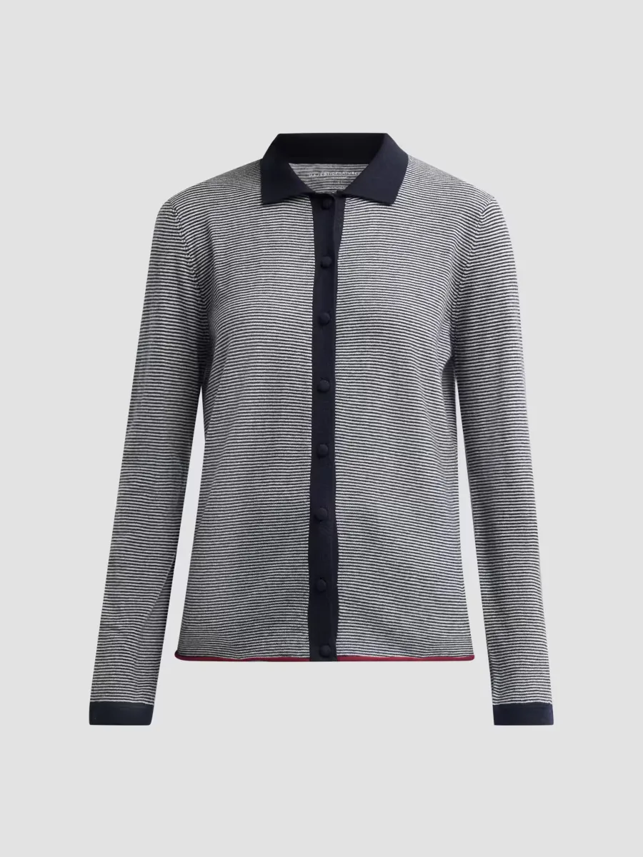 Stripe Cashmere Button-Front Shirt by Majestic