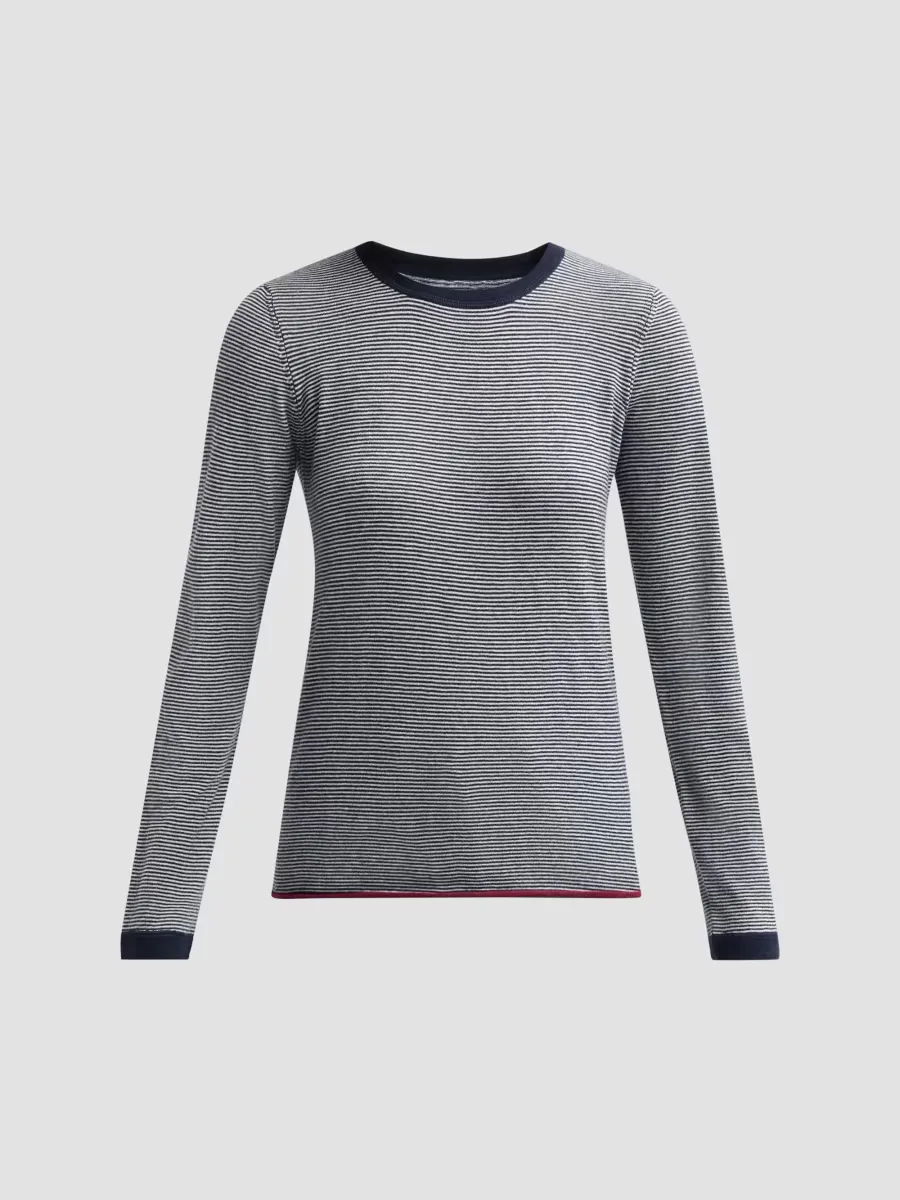 Stripe Cashmere Long-Sleeve Crewneck T-Shirt by Majestic