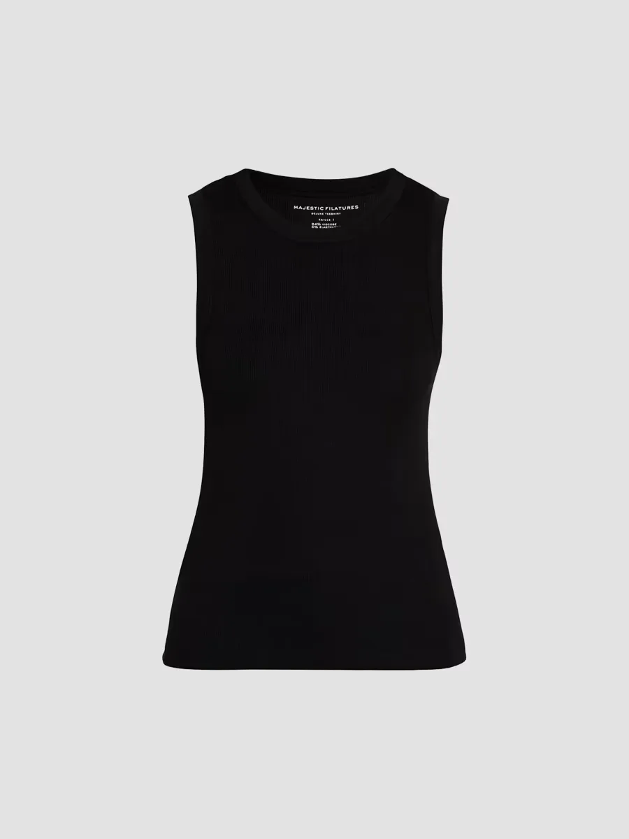 Soft Touch Rib-Knit Crewneck Tank Top by Majestic