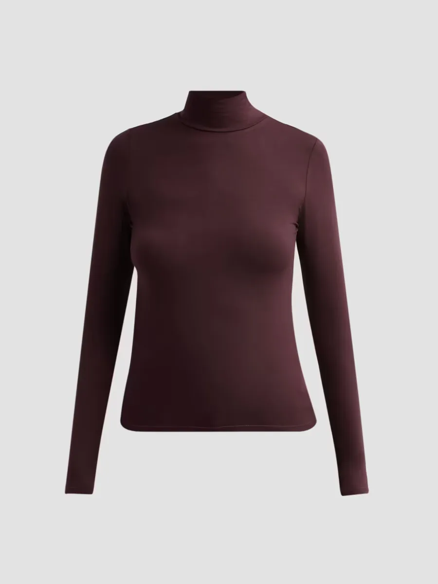 Soft Touch Crop Mock Turtleneck Top by Majestic