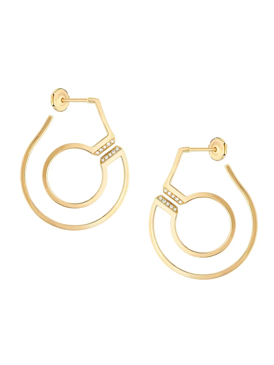 Menottes 18K Yellow Gold & Diamond Hoop Earrings by dinh van