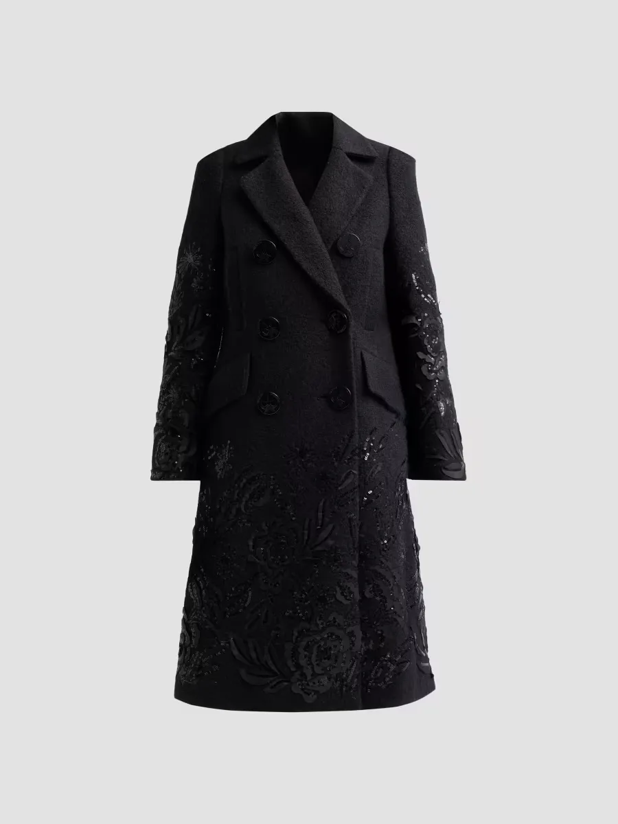 Wool Embroidered Evening Coat by Maison Common