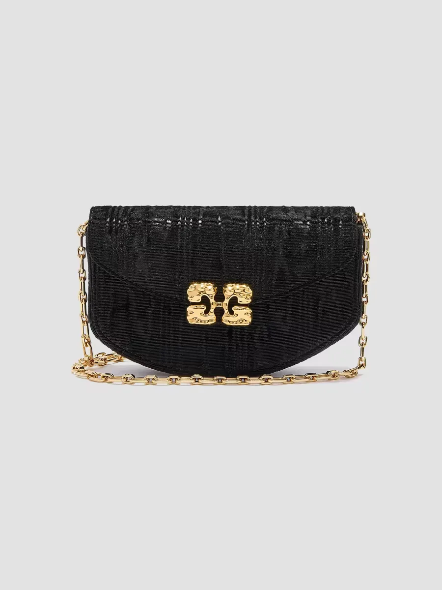 Lulu Velvet Moire Wallet on Chain by GANNI