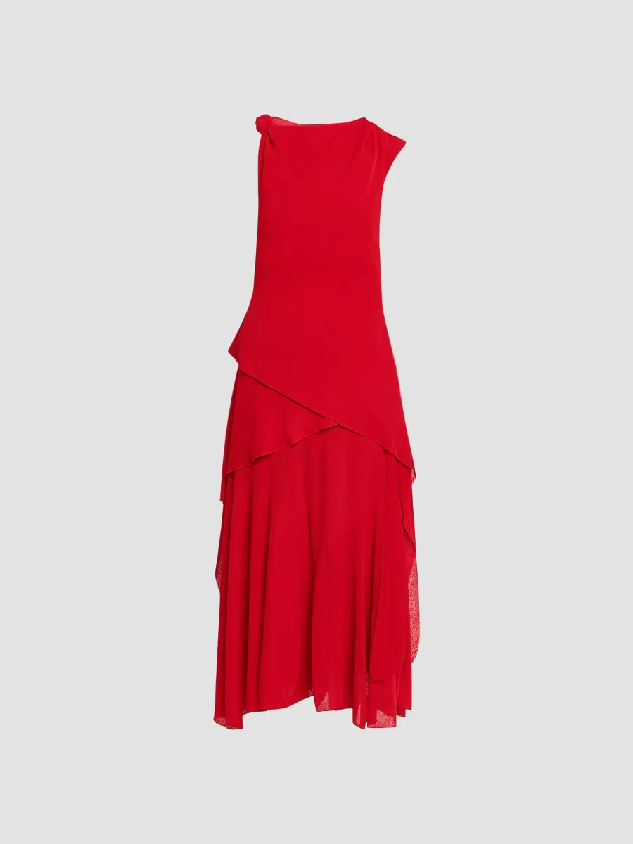 Marl Draped Knot Mesh Midi-Dress by GANNI