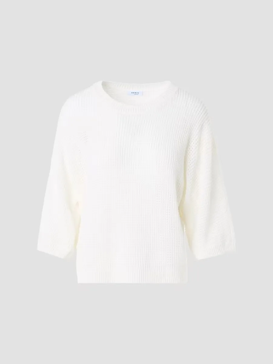 Linen-Cotton Knit Crewneck Sweater by Akris Punto