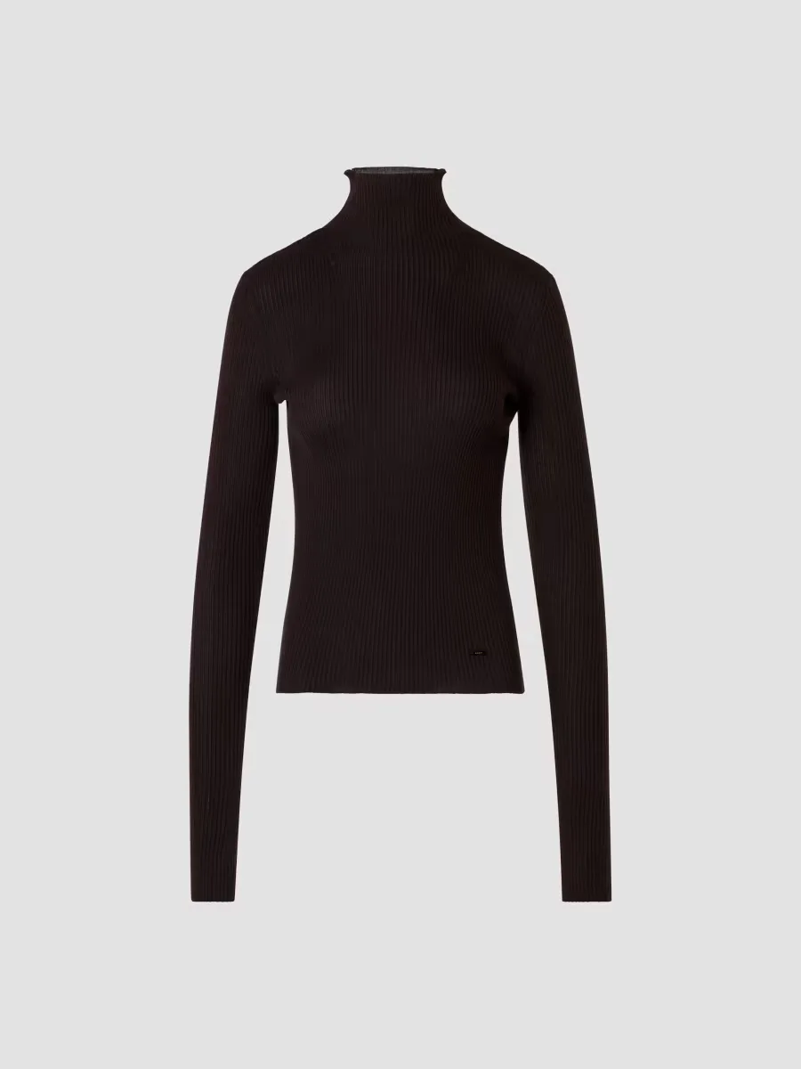 Cashmere-Silk Rib-Knit Turtleneck Sweater by Akris