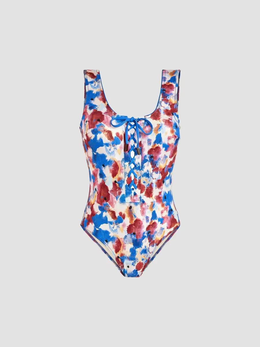 Flowers Sky Lattice One-Piece Swimsuit by Vilebrequin