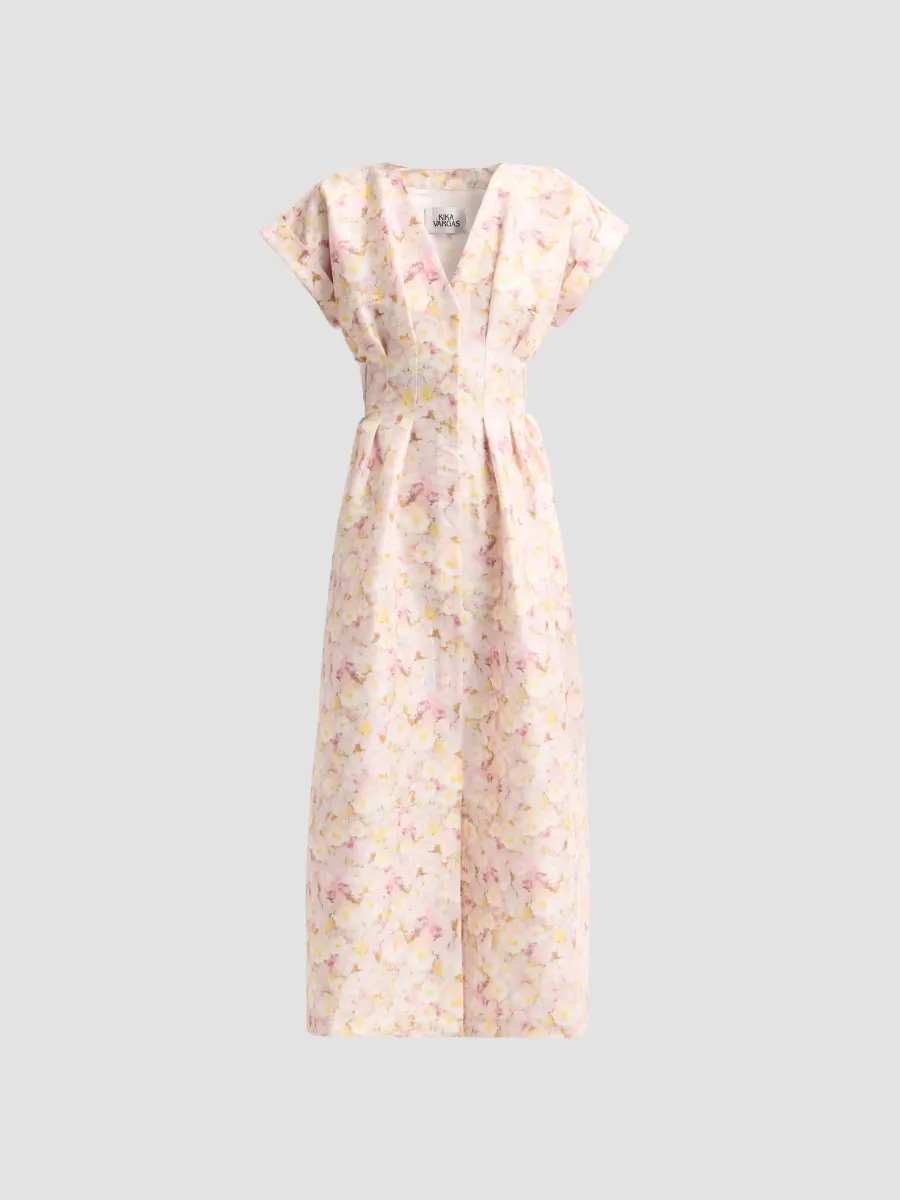 Tsige Peony Print Taffeta Midi Dress by Kika Vargas