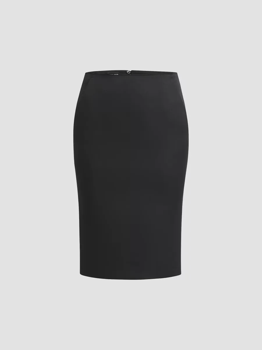 Crepe Mid-Rise Pencil Knee-Length Skirt by Armani