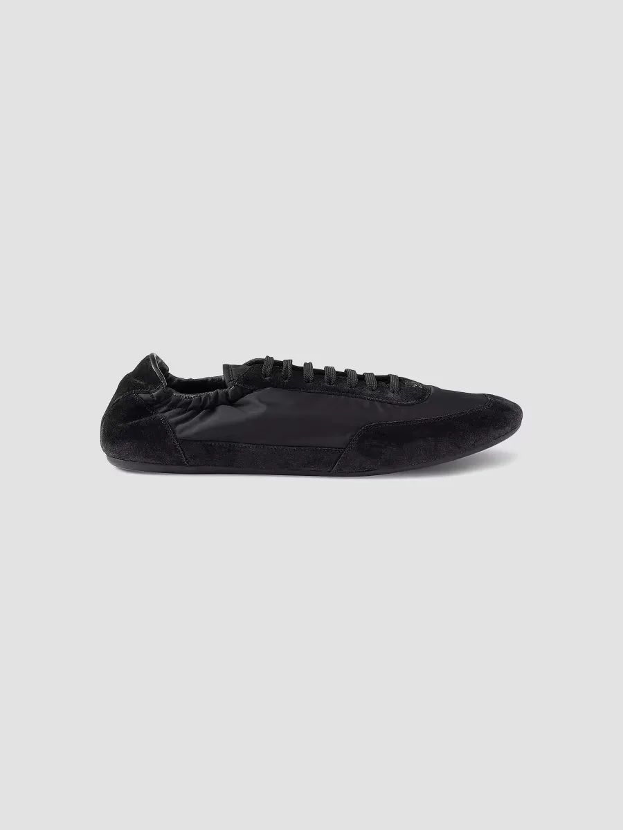 Re-Nylon and Suede Elasticized Sneakers by Prada
