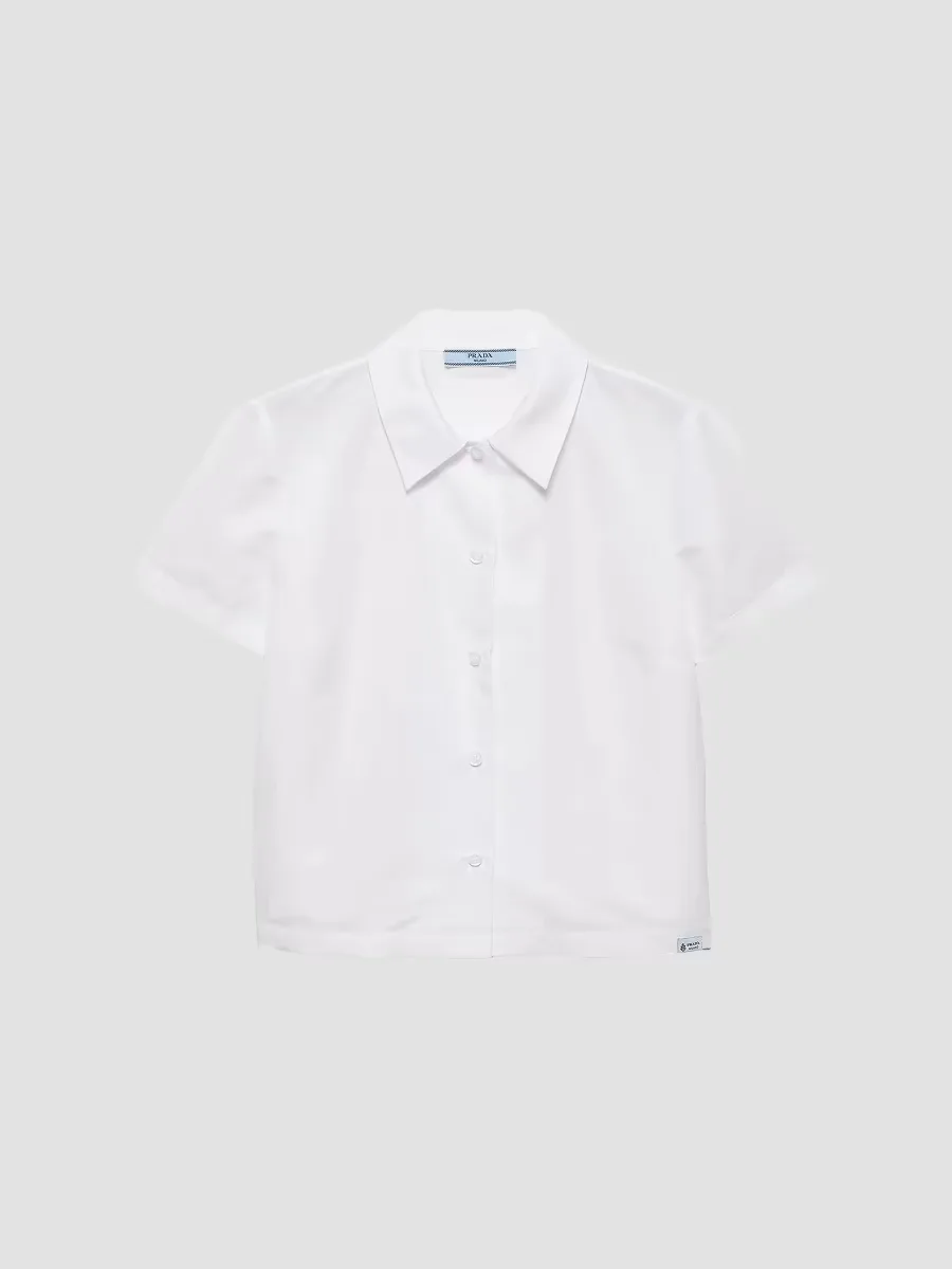 Short-Sleeved Linen Muslin Shirt by Prada