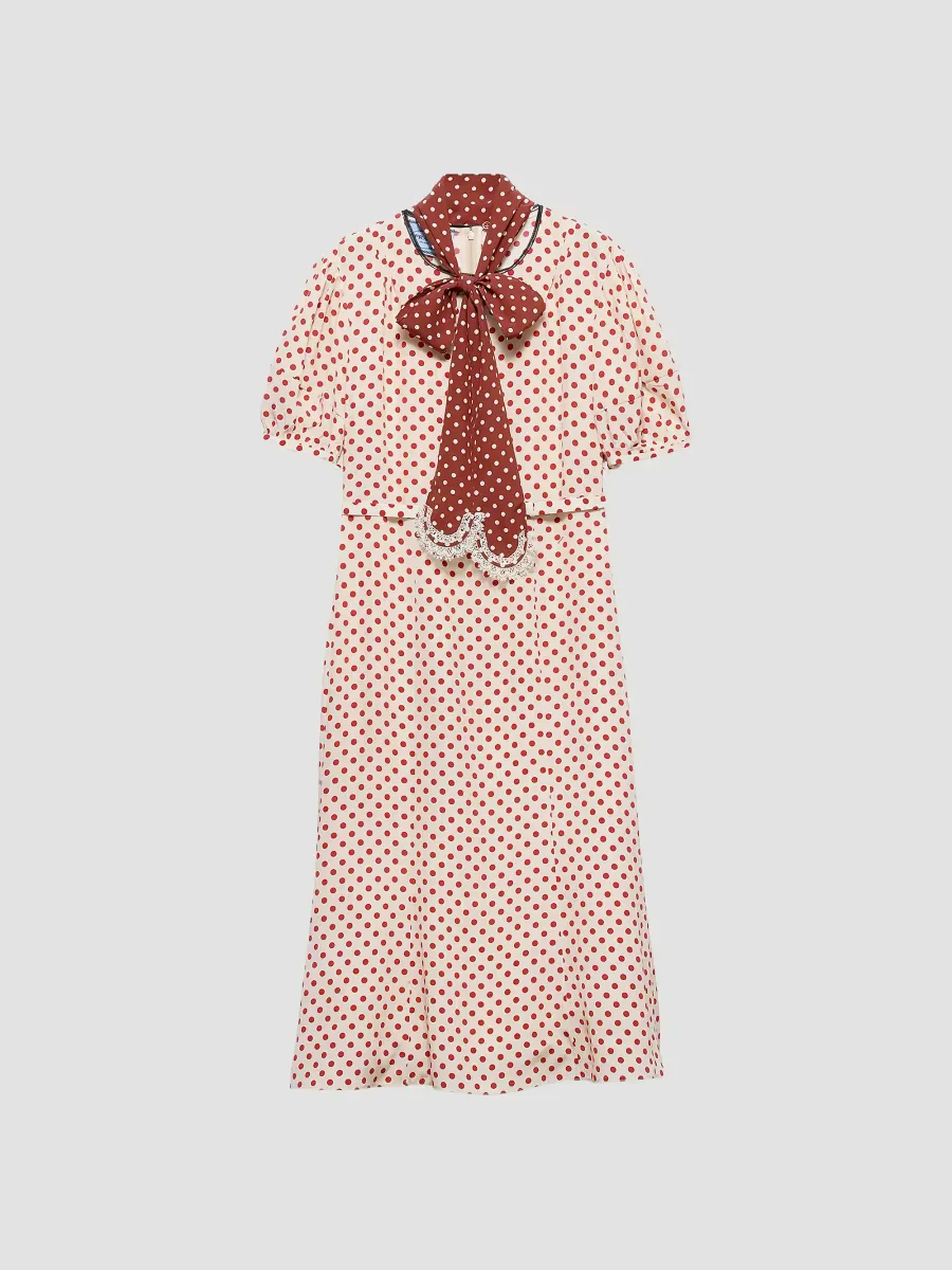 Polka-Dot Marocain Dress by Prada