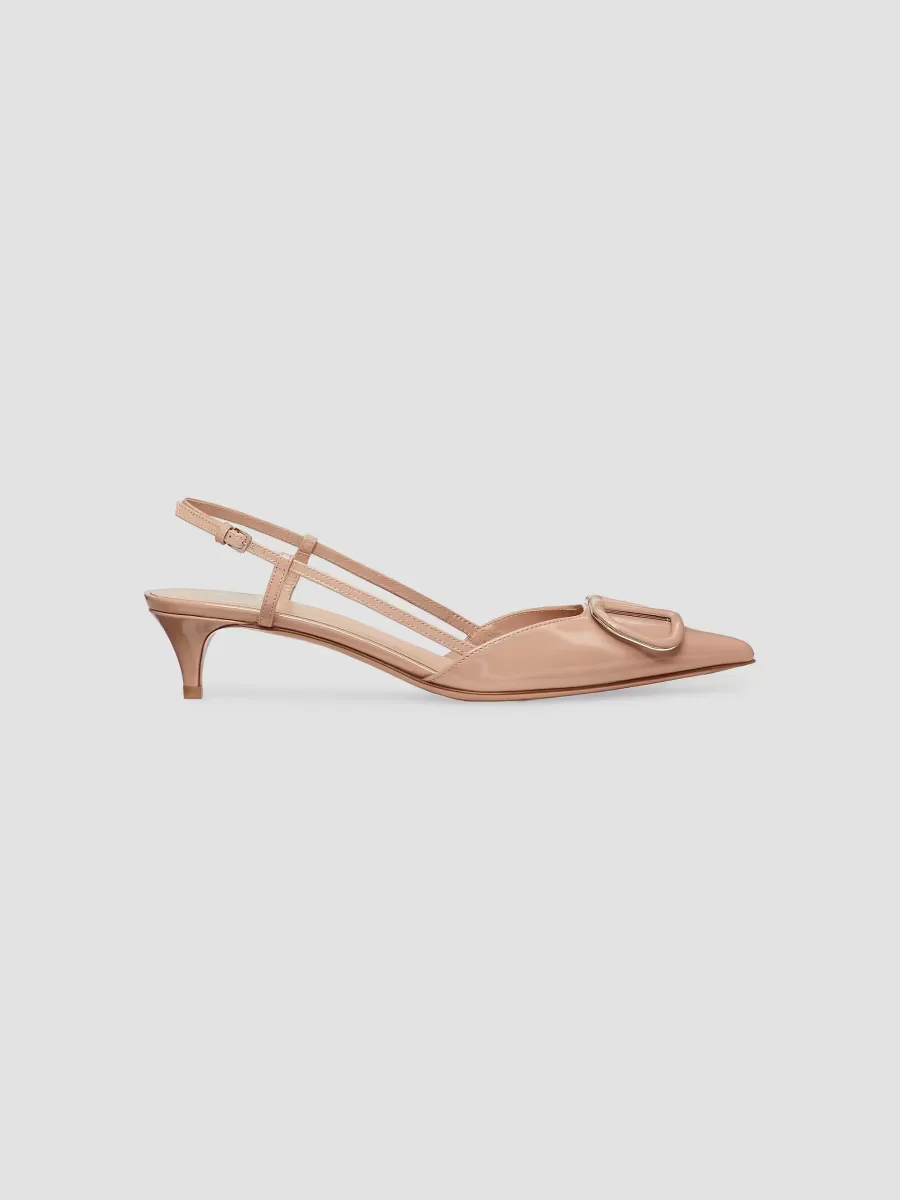 VLogo Signature 40MM Patent Leather Slingback Pumps by Valentino