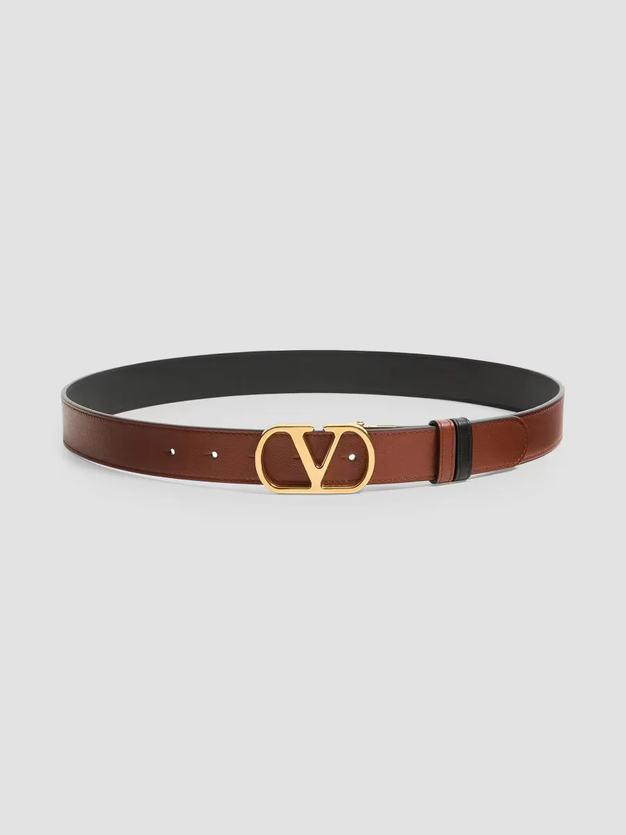 Vlogo Signature Reversible Shiny Calfskin Belt by Valentino