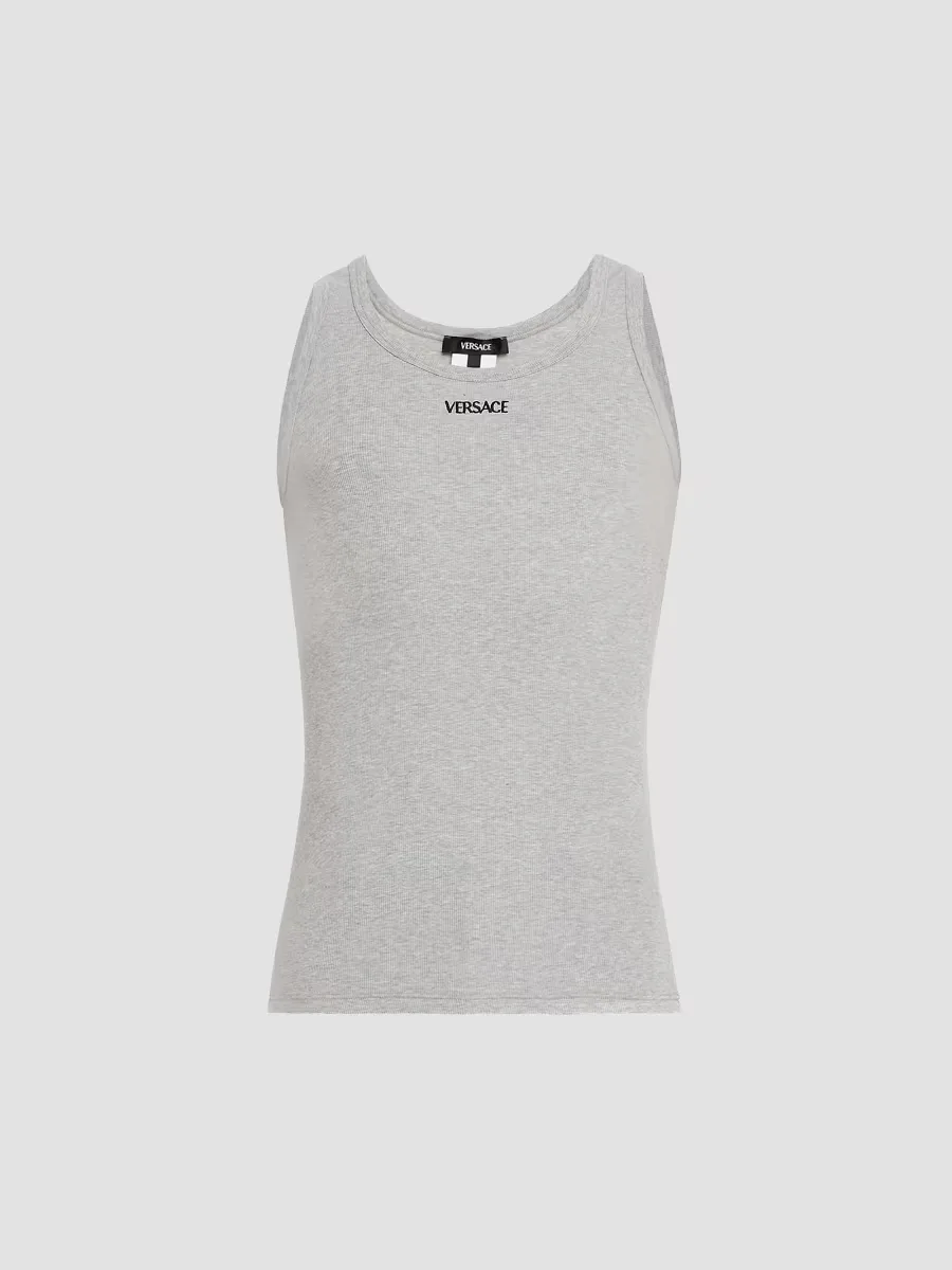 Logo Cotton-Blend Tank by Versace