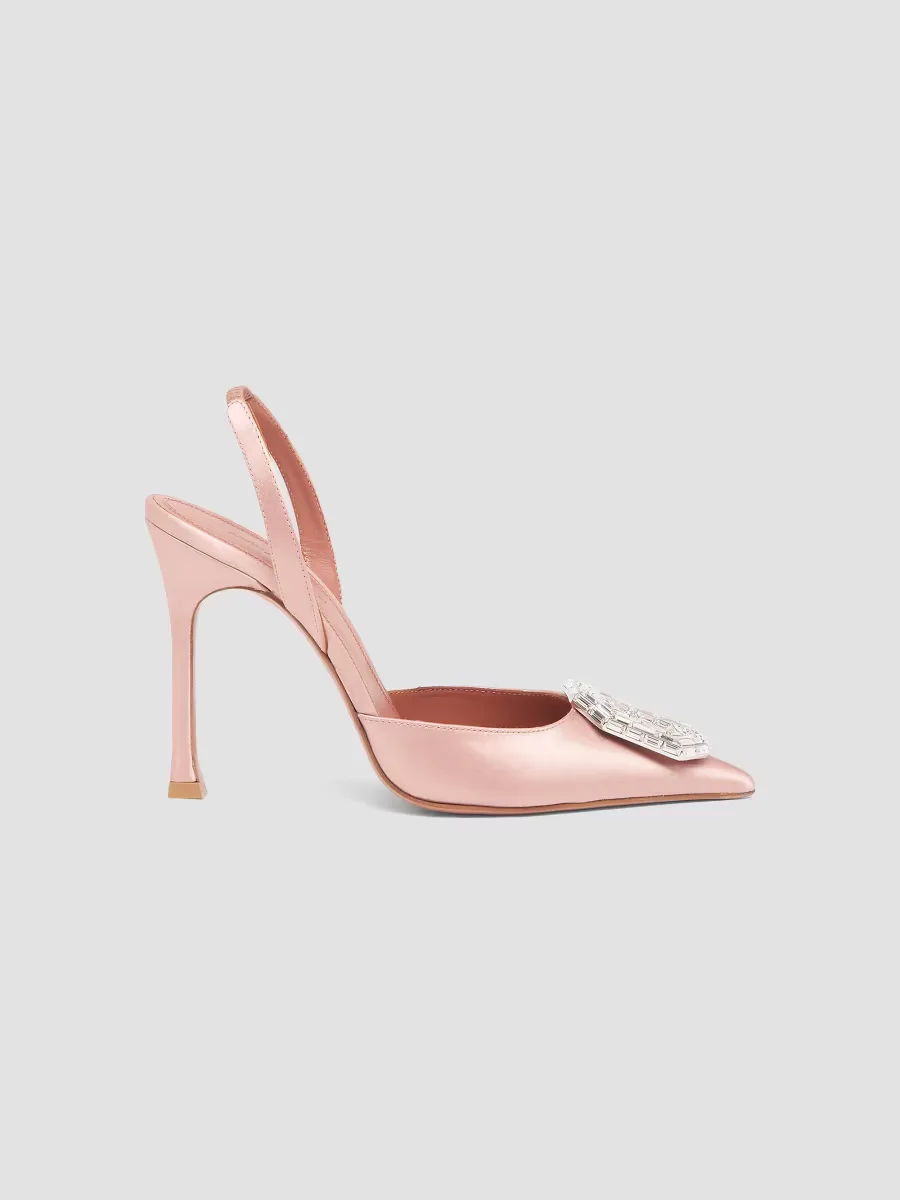 Camelia 105MM Silk Satin Slingback Pumps by Amina Muaddi