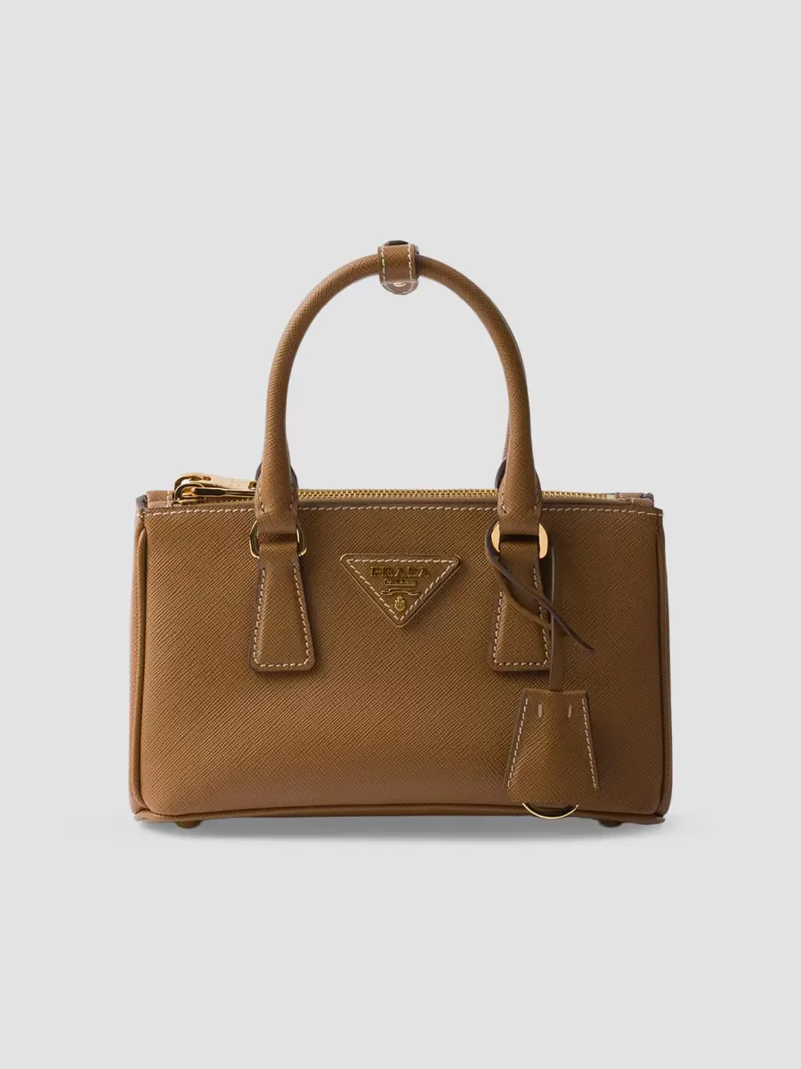 Galleria Saffiano Leather Mini Top Handle Bag by Prada
