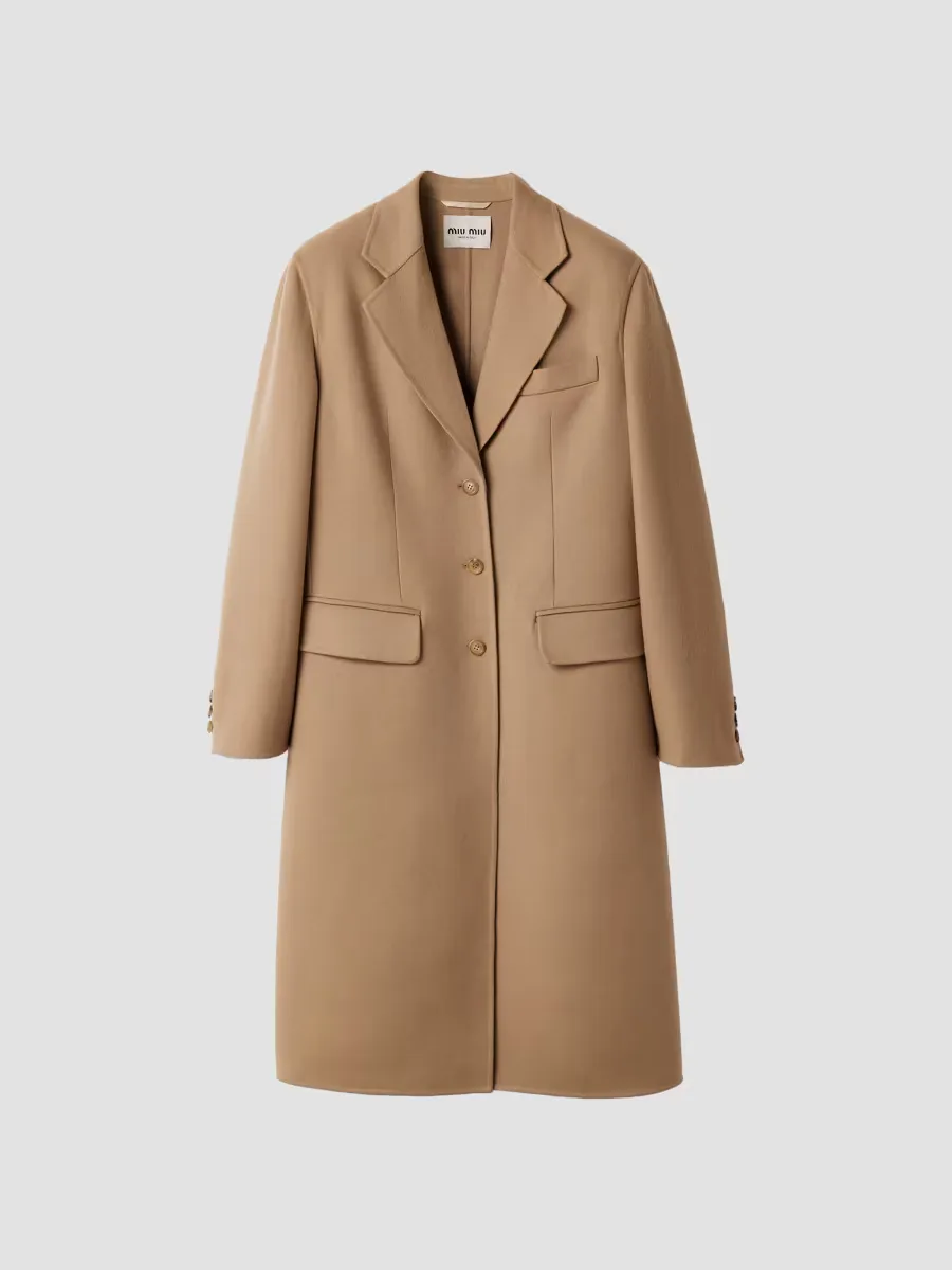 Single-Breasted Double Cashmere Coat by Miu Miu