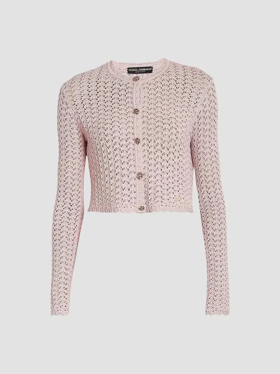Crochet Knit Crop Cardigan by Dolce & Gabbana