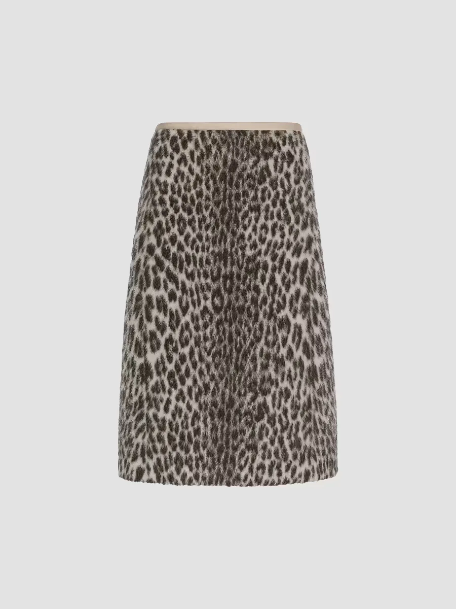 Jacquard Wool and Alpaca Calf Length Skirt