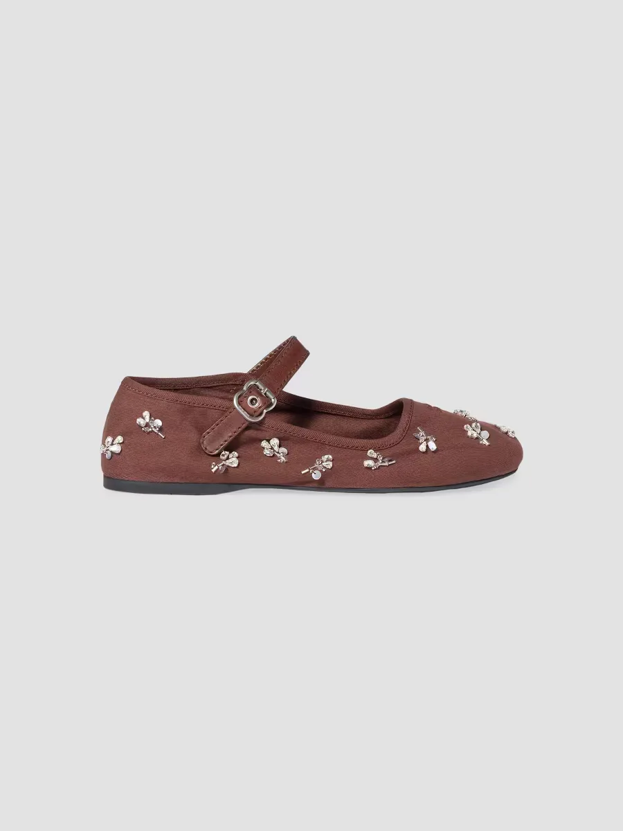 Embroidered Drill Ballerinas by Miu Miu