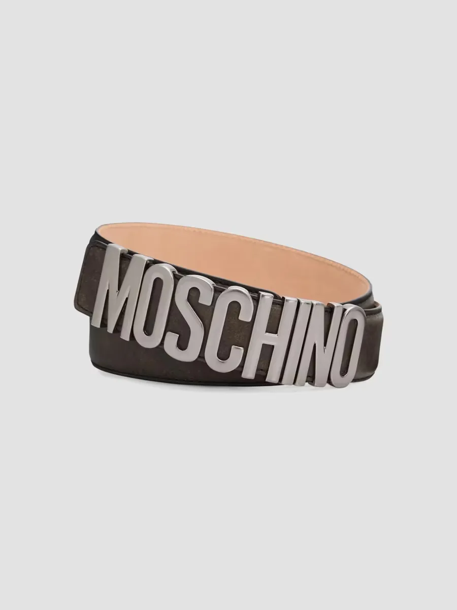 Logo Hardware Leather Belt by Moschino