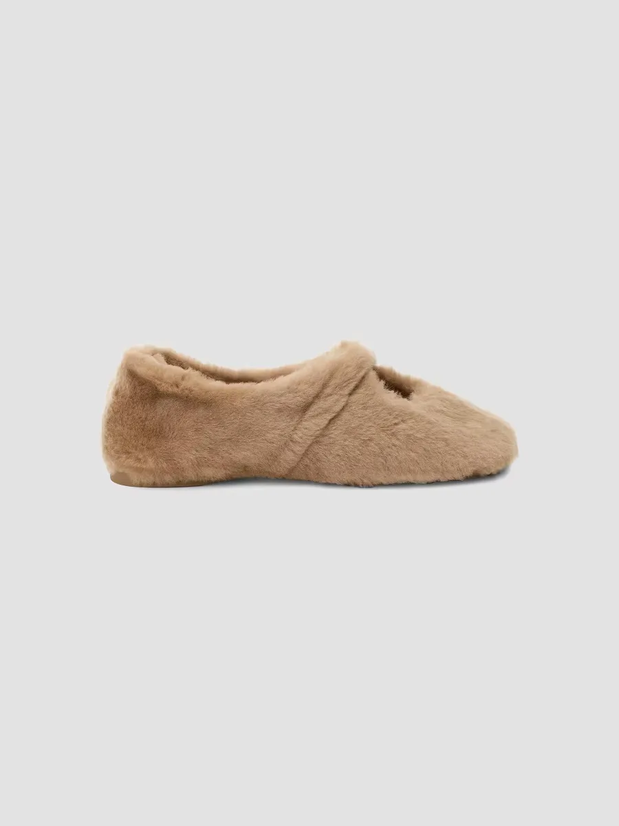 Pebble Soft Shearling Ballerina Flats by LOEWE
