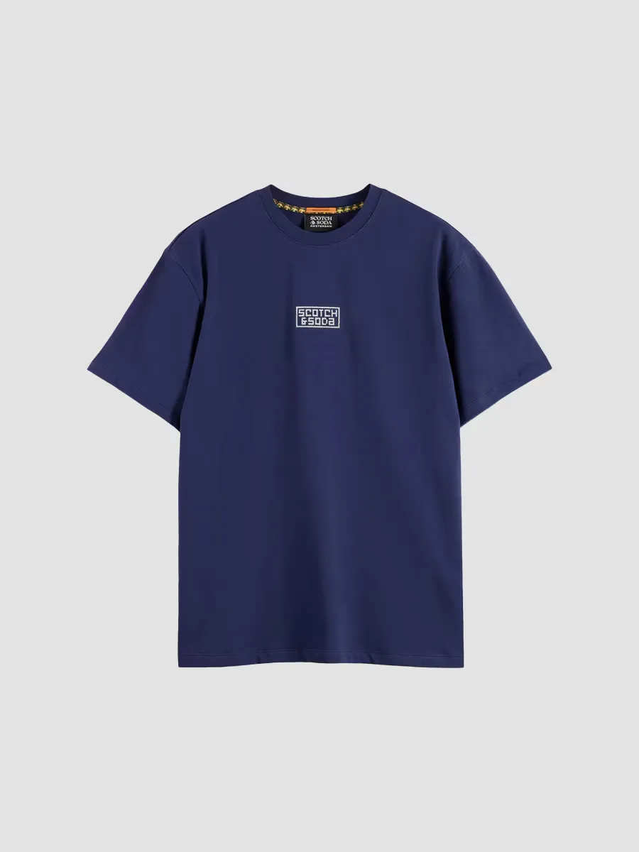 Cotton Relaxed Fit Cross-Stitch Logo T-Shirt by Scotch & Soda