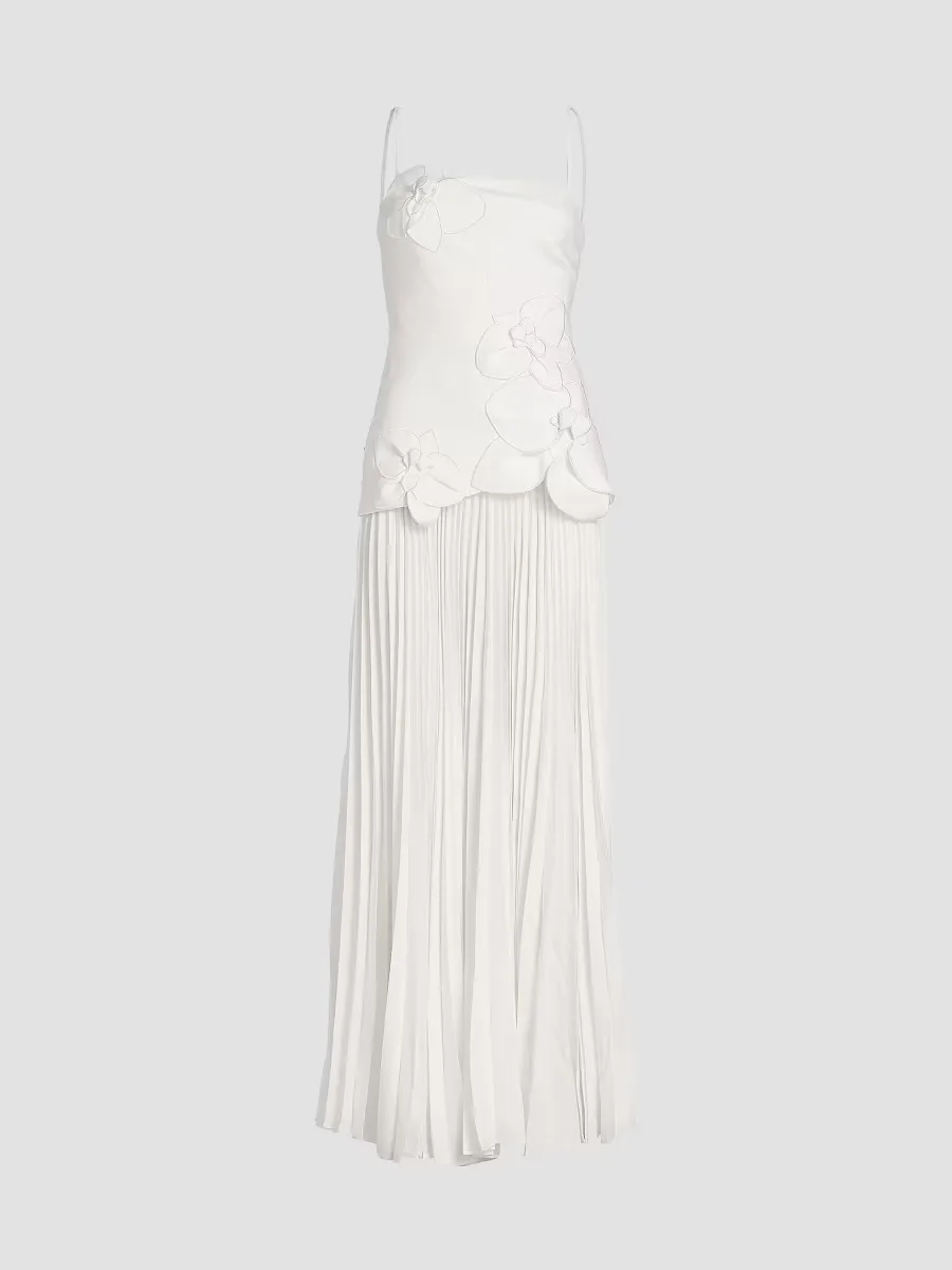 Forever Young Avision Floral Appliqu Pleated Maxi Dress by Acler