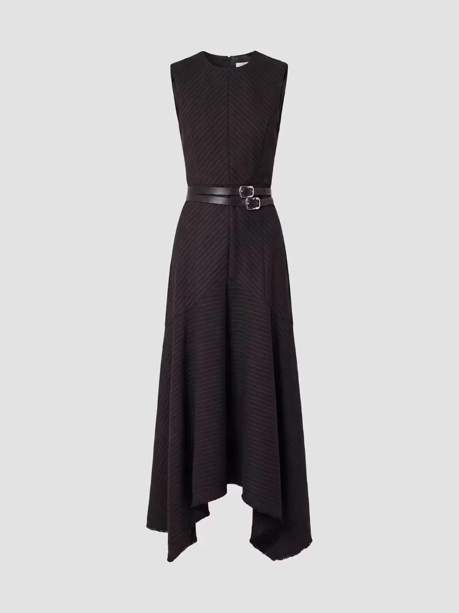 Carla Striped Wool-Blend Belted Maxi Dress by NICHOLAS
