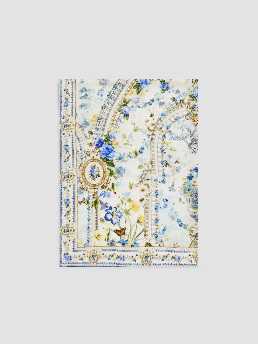 Embellished Floral Silk Scarf by Camilla