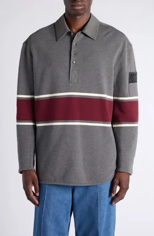 Oversize Long Sleeve Cotton Fleece Polo by Bottega Veneta