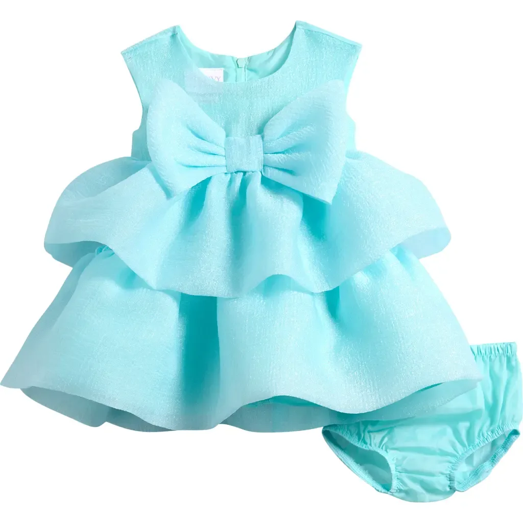Bow Crinkle Sheer Organza Party Dress with Bloomers by Iris & Ivy