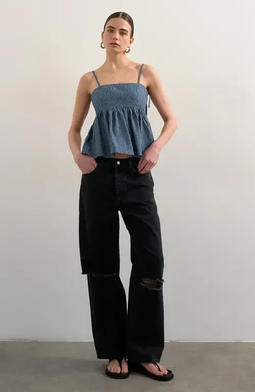 Pinstripe Denim Strappy Cami by Topshop