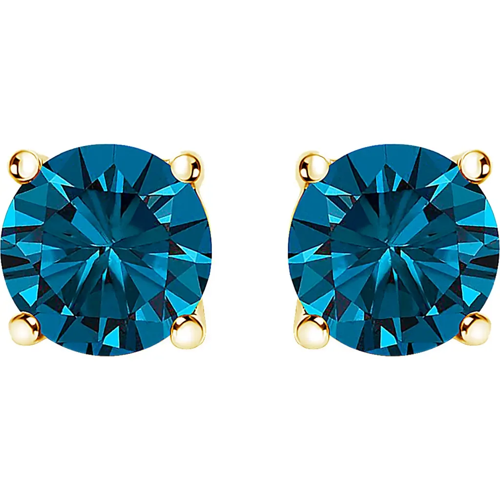 14K Gold 1/2 Cttw Lab Grown Blue Diamond Solitaire Stud Earrings by Haus of Brilliance
