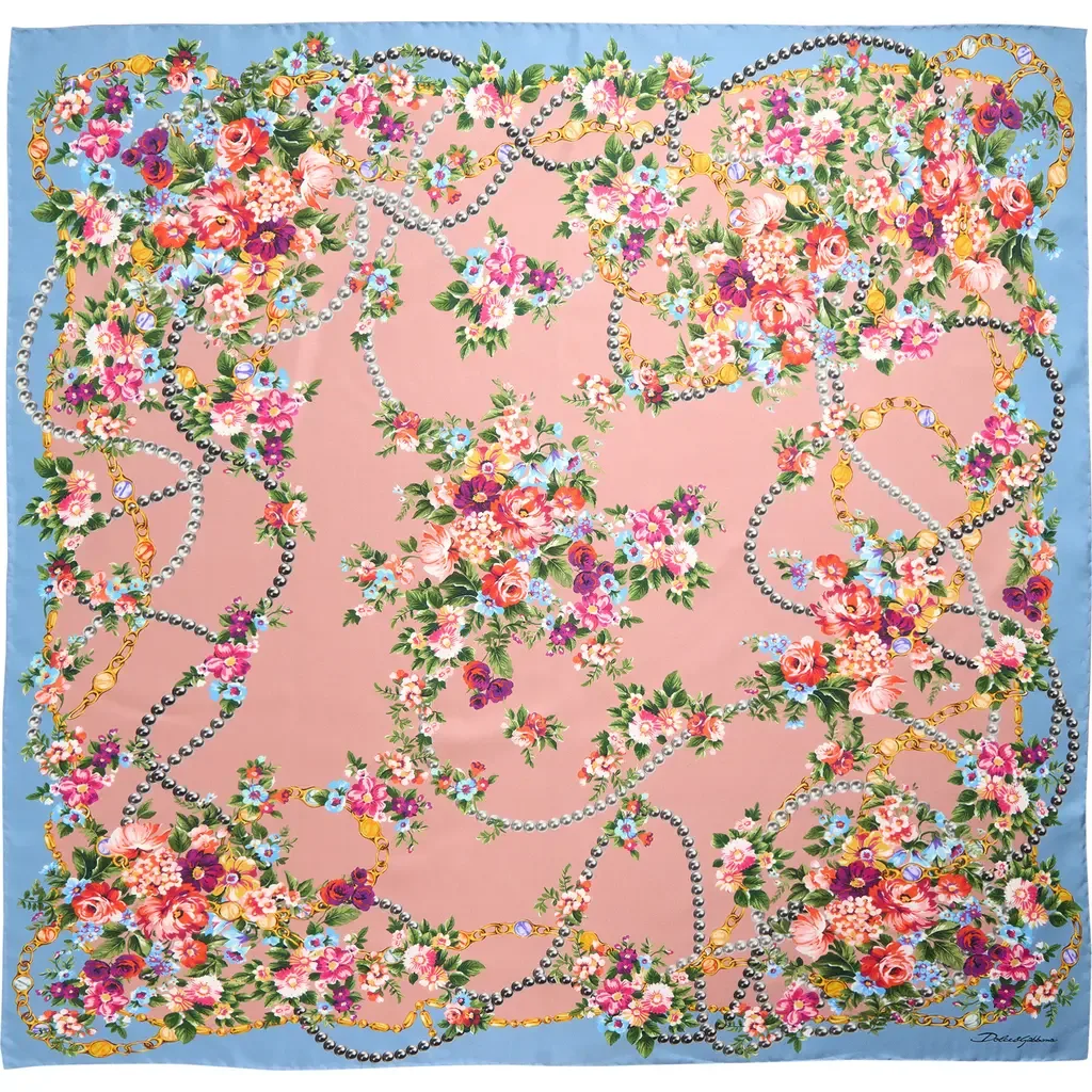 Floral Print Silk Square Scarf by Dolce&Gabbana