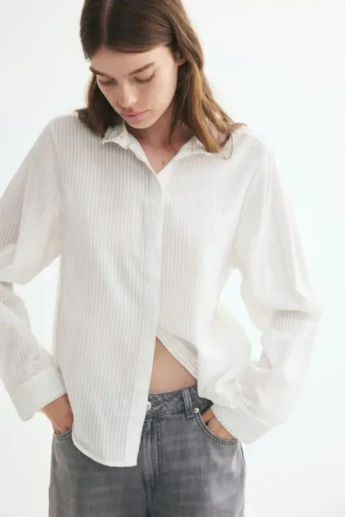 Ruffle-Trimmed Stand-Up Collar Shirt by H&M