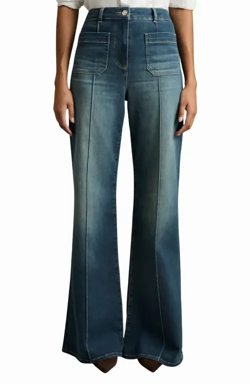 Sakura Pintuck Patch Pocket Wide Leg Jeans by Reiss