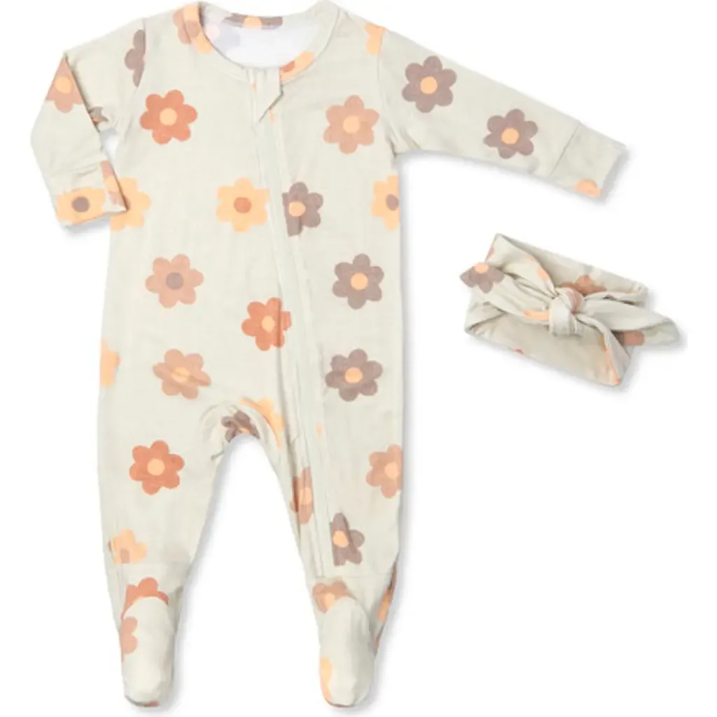 Jersey Long Sleeve Footie & Head Wrap Set by Everly Grey