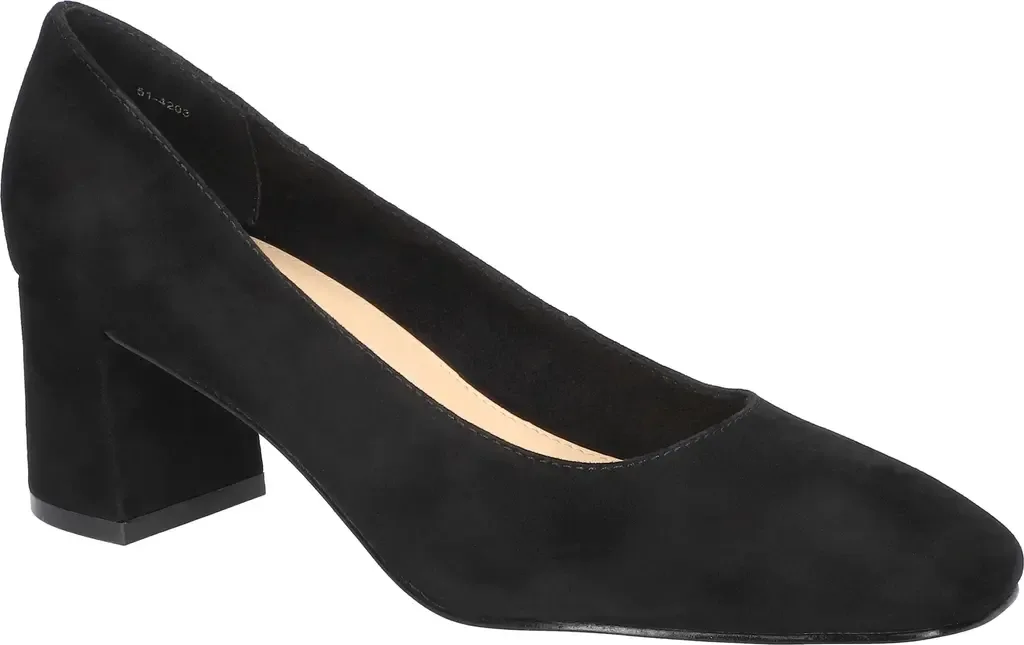Jillian Square Toe Pump in Black Kidsuede Leather by Bella Vita