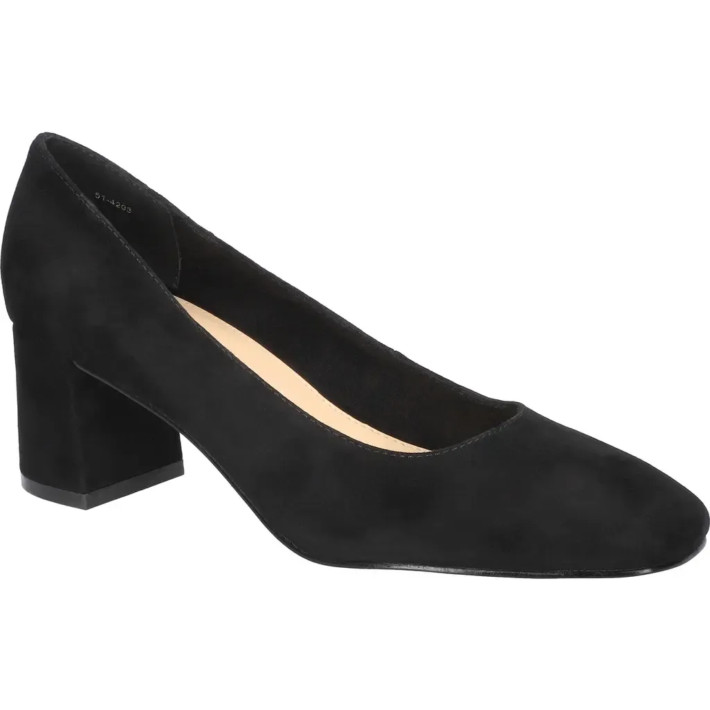 Jillian Square Toe Pump in Black Kidsuede Leather