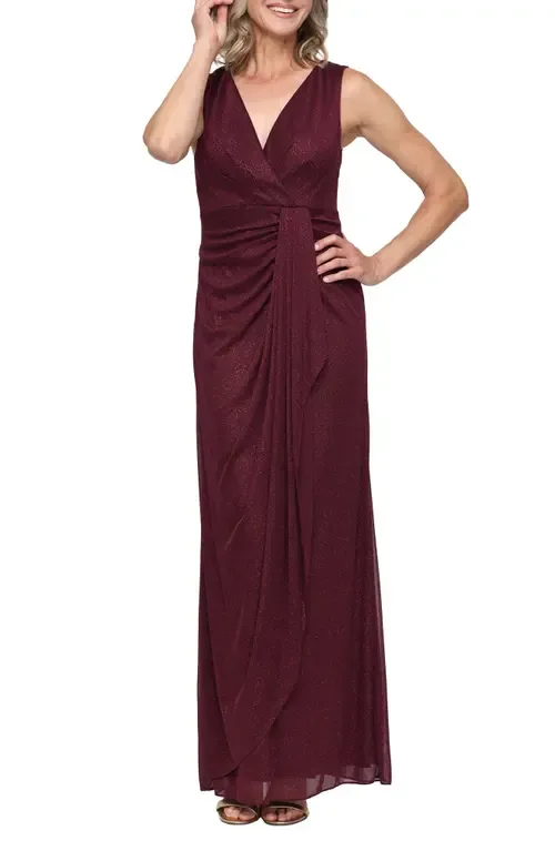 Sleeveless Glitter Mesh Gown by Alex Evenings